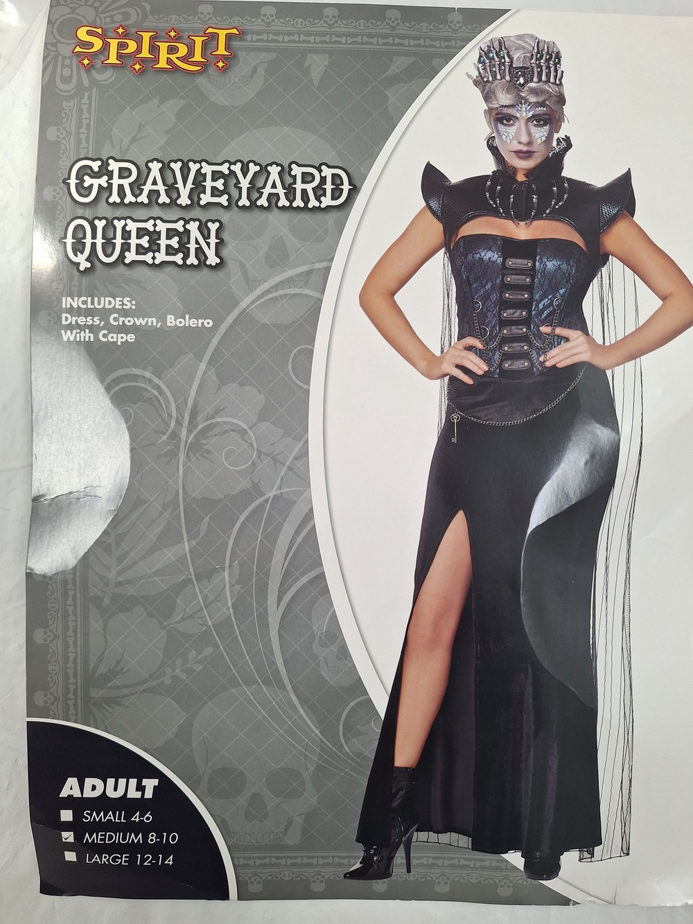 Spirit Graveyard Queen Costume - Black & Purple Dress with Cape